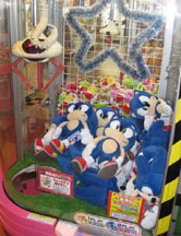 Sonic plushes in a UFO Catcher