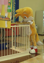Tails Suit at an Arcade stairwell