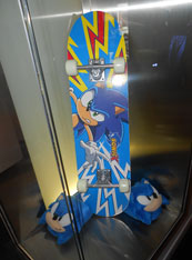 Sonic X theme skate board merch display