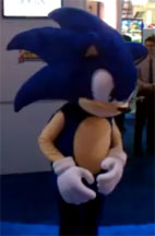 E3 Sonic mascot suit at booth 2011