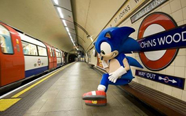 Sonic Mascot Subway Photo
