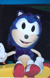 Sonic puppet sits