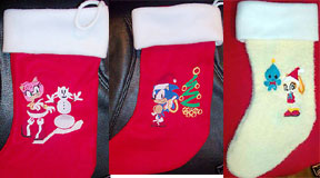 3 Embroidery Christmas Stockings Cream Amy