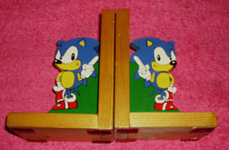 Wooden Sonic theme Book Ends