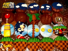Sonic 1 icing scene on cupcake set