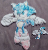Painted clay releif Sonic