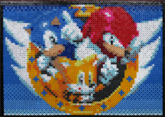 Perler bead Sonic Knuckles Tails Title