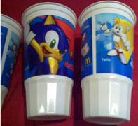 Sonic & Tails Plastic McD's Cups