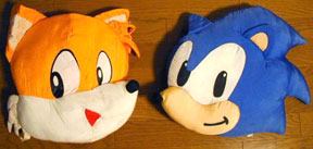 Vintage Sonic & Tails Head Throw Pillows