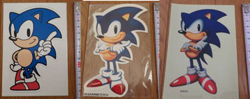 3 Different Classic Sonic Stickers Big
