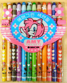 Amy Rose Hearts Theme Colored Pens