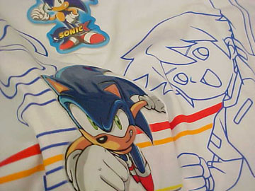 Plastic Sonic the Hedgehog shirt detail