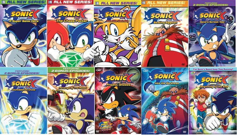 Sonic X DVD Boxes USA Set 1 thru 10