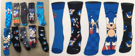 5 Sonic Classic Socks Variety Selection