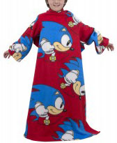 Sonic spin classic style red fleece robe for kids