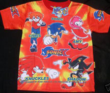 Labeled Sonic X Cast bright shirt