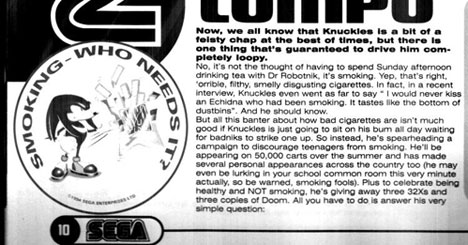 Knuckles Non Smoking Contest Card