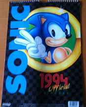 Sonic official 1994 spiral bound calander