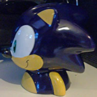 Ceramic Sonic coin bank side