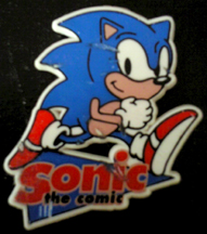 Sonic the comic give-away logo pin