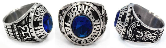 Sonic Blue Zircon Class Ring Steel