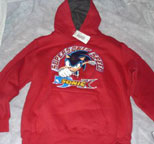 Red hooded sweatshirt super sonic speed