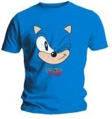 Hot Topic Blue Sonic Face Abstract Tee