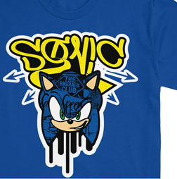 Graffiti Tag Face Sonic Tee Blue Sega Shop