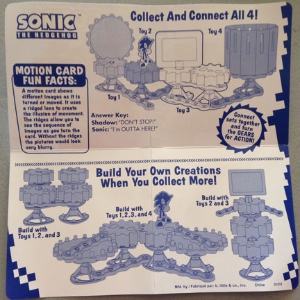 Subway Sonic Toy Card
