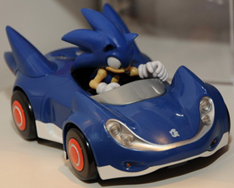Sonic in blue car action figure