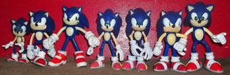 Various Sonic Action Figures Compare Row