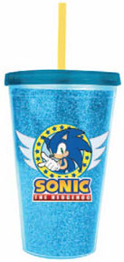 Glitter Blue Sonic Travel Plastic Cup