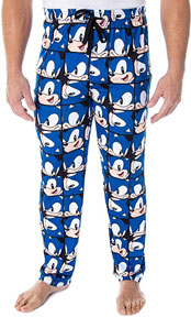 Mens Adults All-Over Faces Sonic Pajama Pants