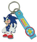 Flat Rubber Sonic Keychain with Strap